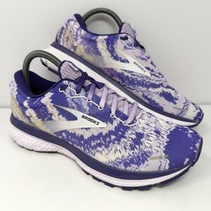 Brooks Women’s Ghost 13 Running Shoes Sz 8 Purple White Tie Dye 1203381B574 EUC